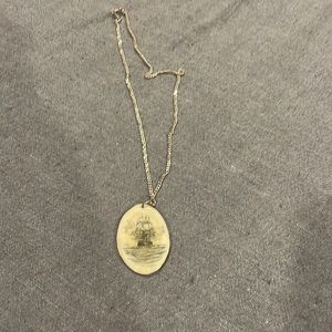 Antique scrimshaw necklace